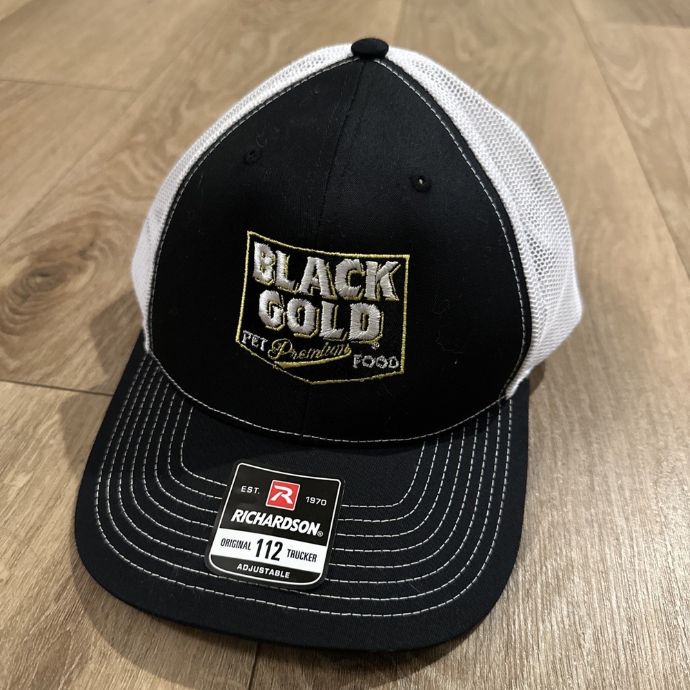 Richardson Mesh Snapback Embroidered Patch Original 112 Trucker Cap Black Gold